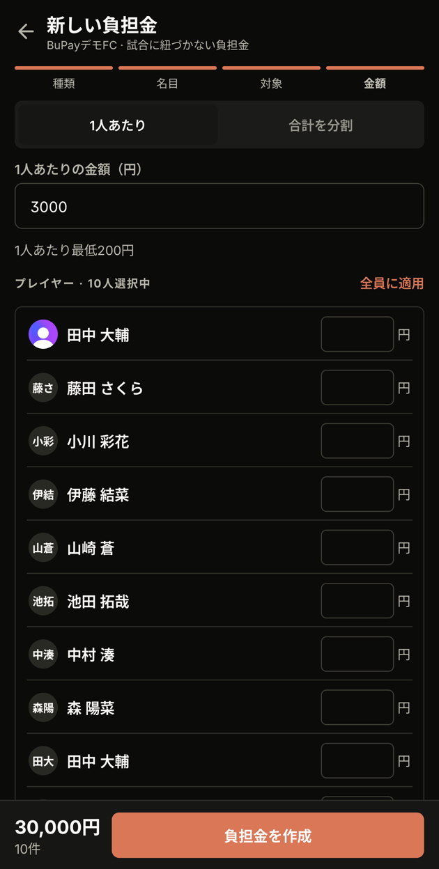 金額の入力