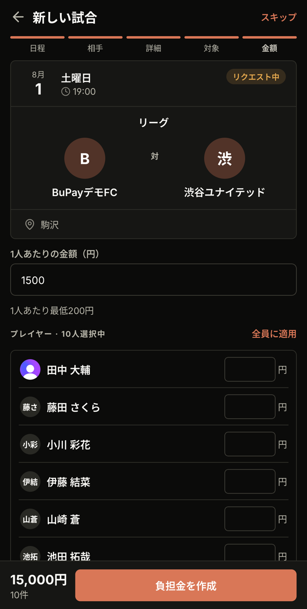 1人あたりの金額入力