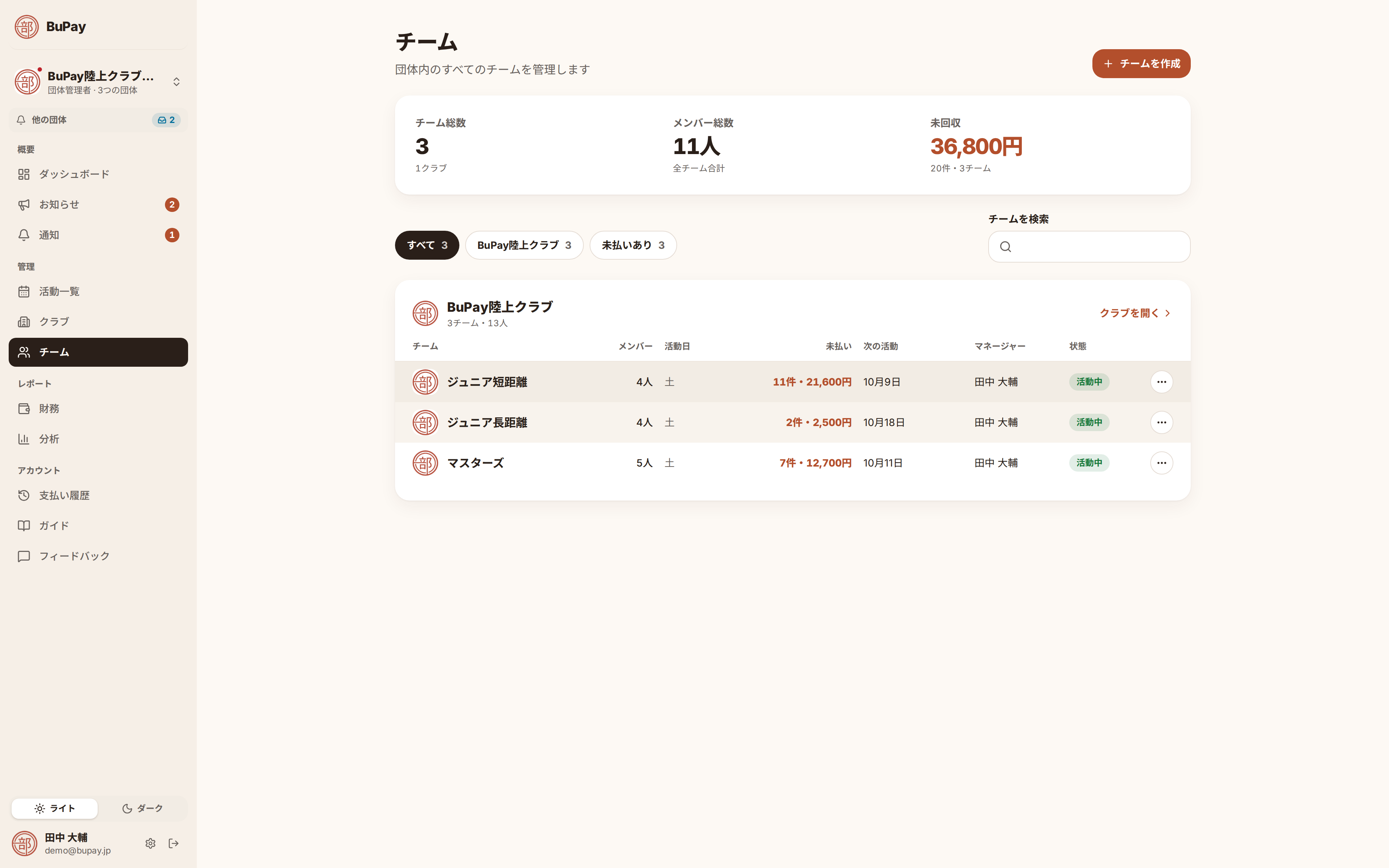 チーム一覧