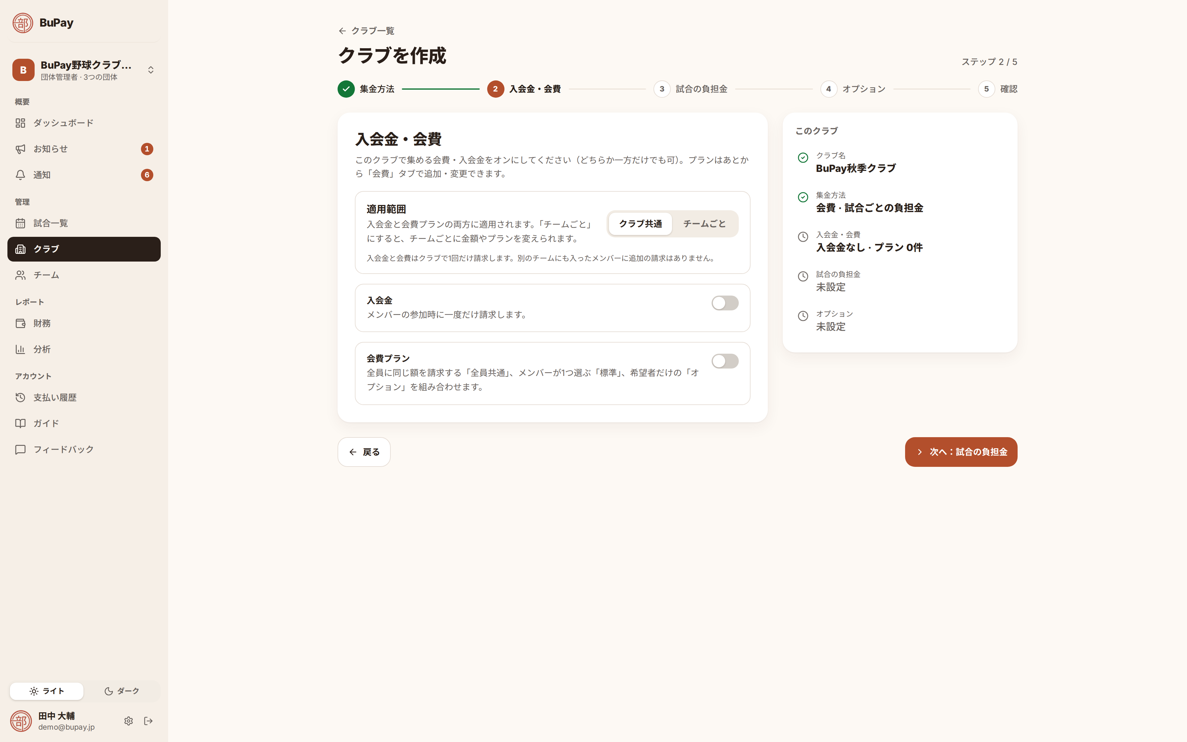 適用範囲（クラブ共通／チームごと）